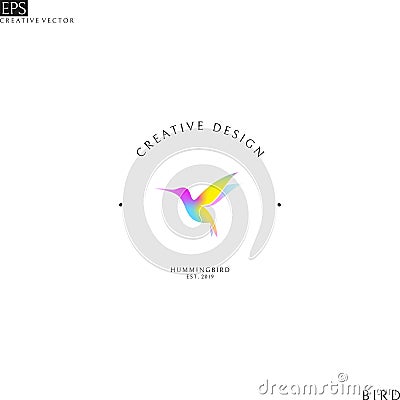 Colorful hummingbird. Logo template Vector Illustration